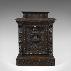 Antique Purdonium, Scottish, Oak, Coal, Fireside Log Bin, Victorian, circa 1880
