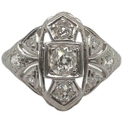 Antique Pure Platinum and Natural Diamond Ring 3.1g