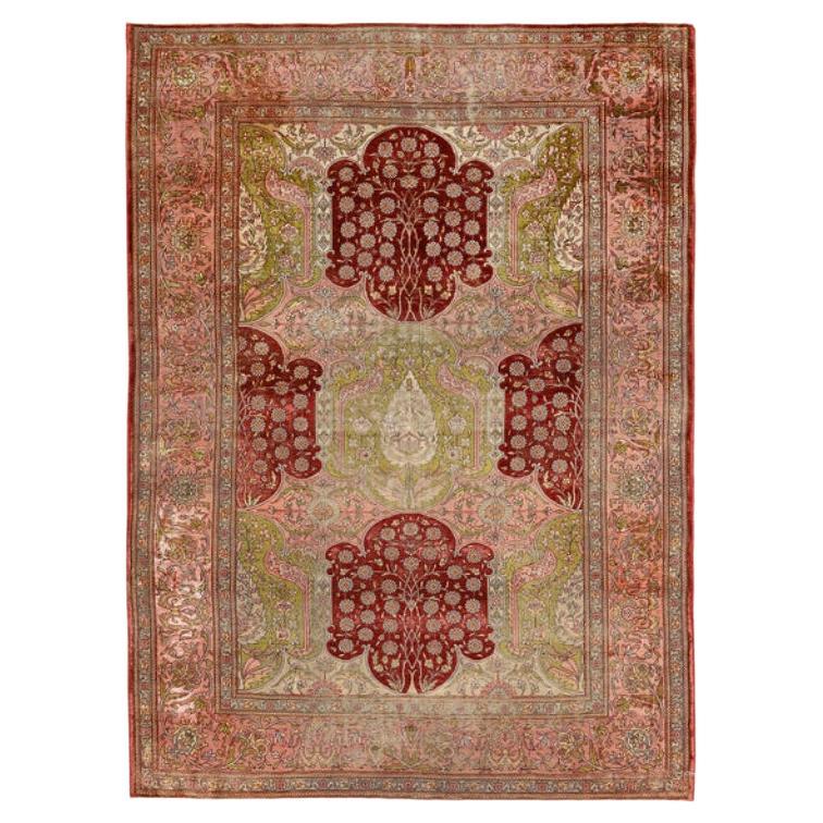 Antique Pure Silk Herekeh Rug - Size: 4'10x3'6