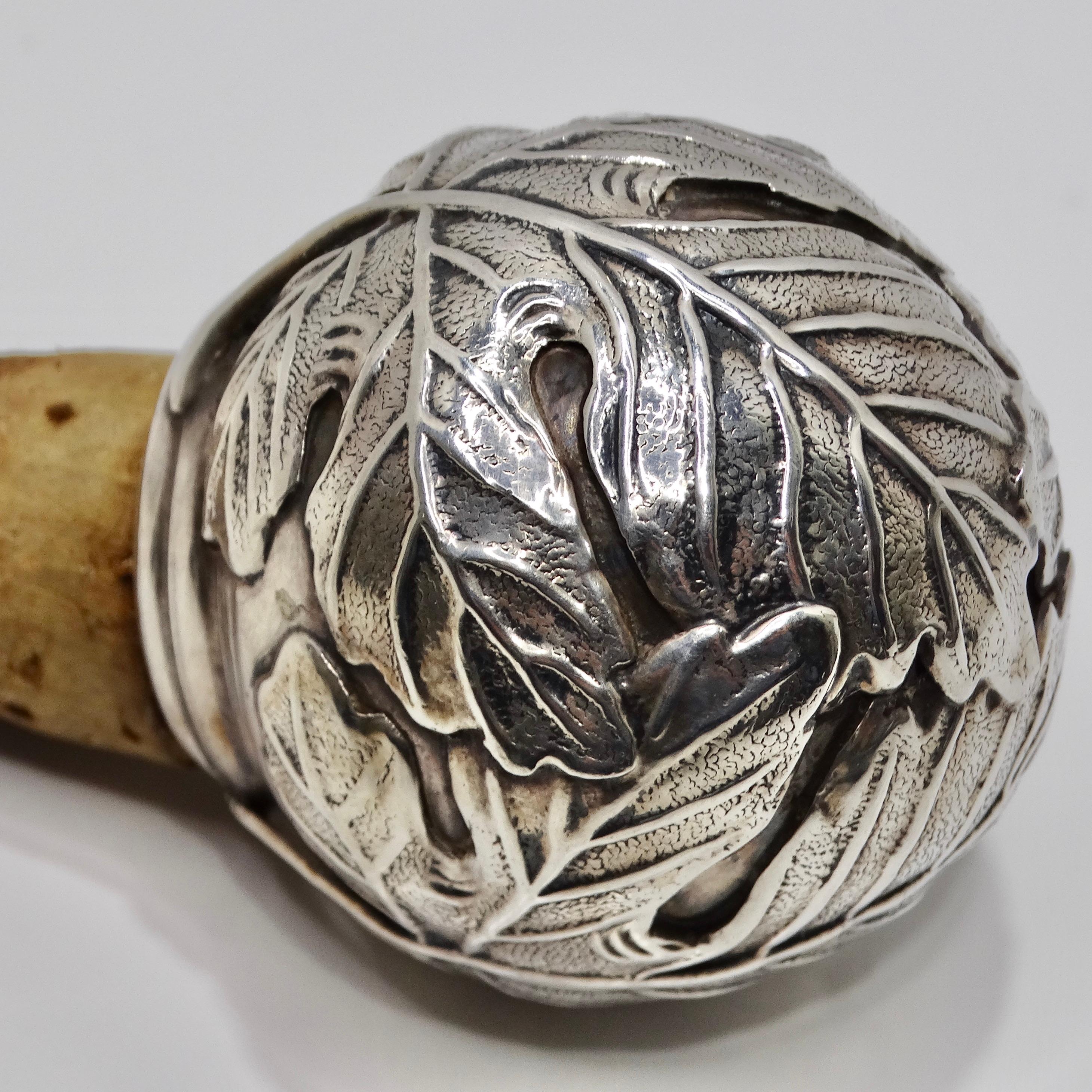 Women's or Men's Antique Pure Silver Cork Screw For Sale