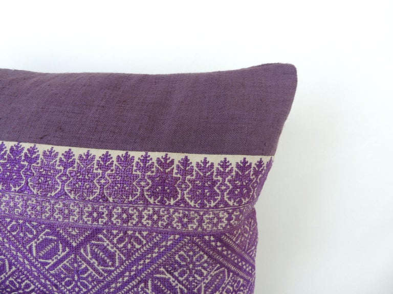 View of Antique Purple and White Embroidered Fez Decorative Bolster Pillow at ...