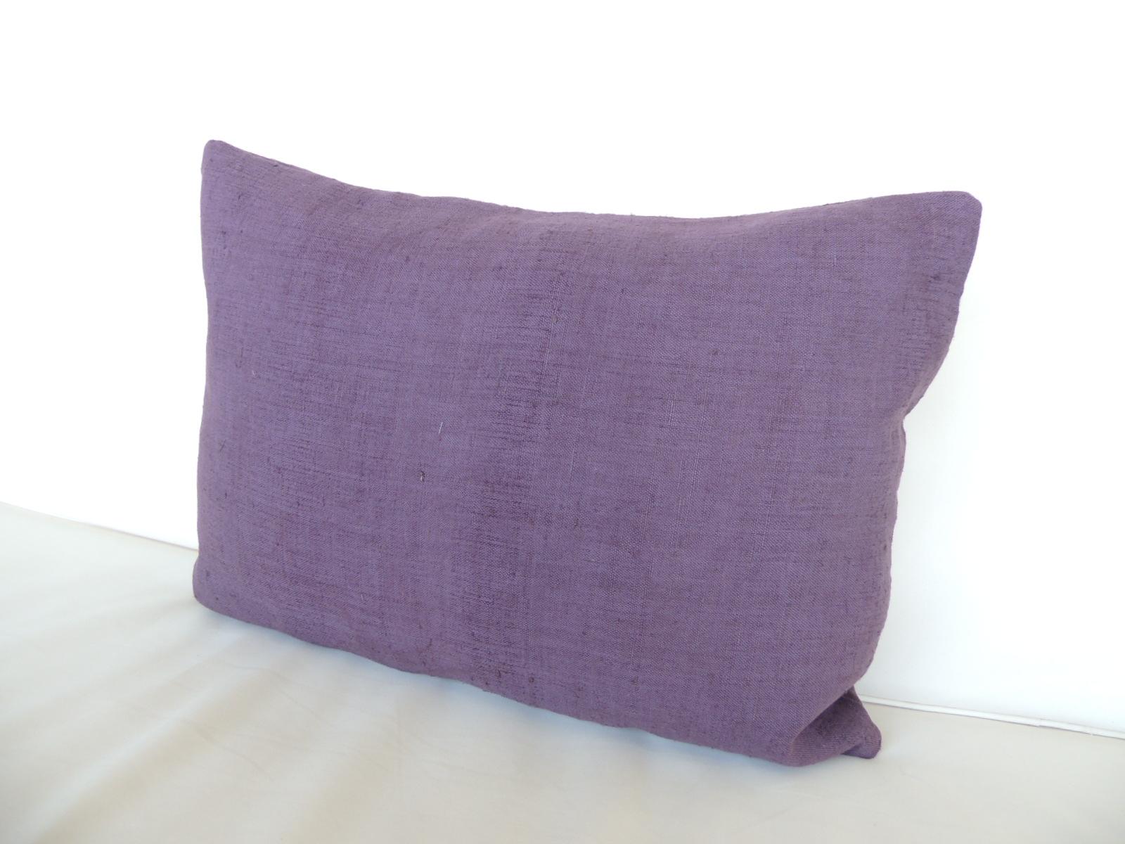 Hand-Crafted Antique Purple and White Embroidered Fez Decorative Bolster Pillow