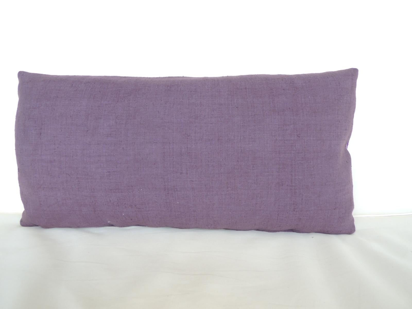 Moroccan Antique Purple and White Fez Textile Long Decorative Bolster Pillow