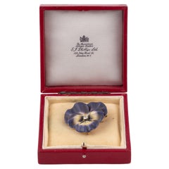Antique Purple and Yellow Enamel and Diamond Large Pansy Brooch, American c.1900