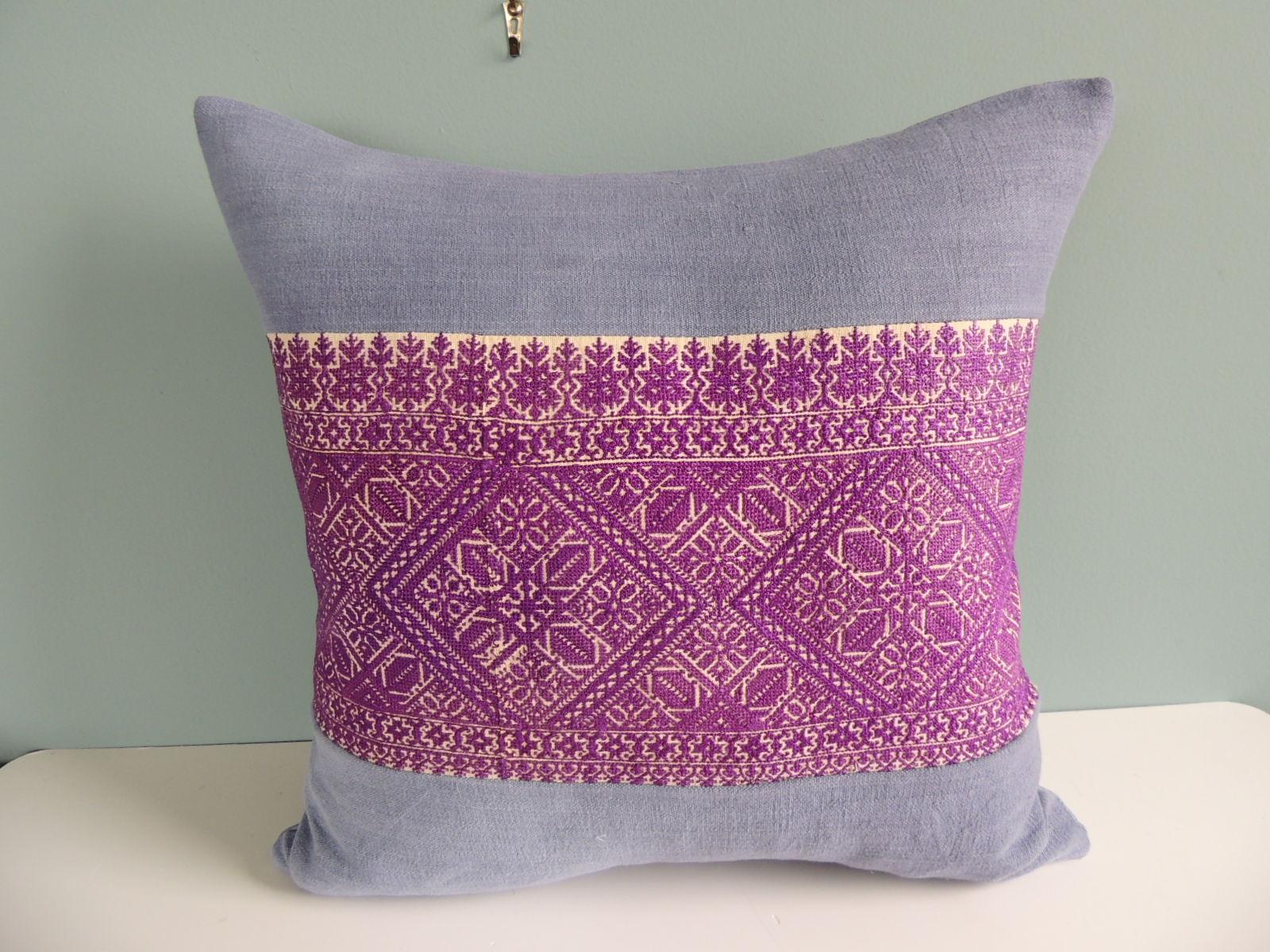 Antique Red Embroidered FEZ Textile Square Decorative Pillow For Sale ...