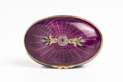 Antique Purple Guilloché Enamel Amethyst Box