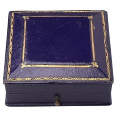 Antike lila Leder-Schmuckkiste, frühes 20.