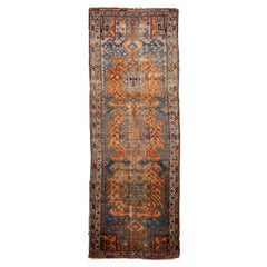 Antique Purple Mountain Range Runner Rug, circa 1930-1940's
