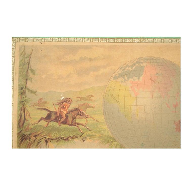 Antique Puzzle of Colored Cardboard Depicting World Map, Europe and France For Sale 5