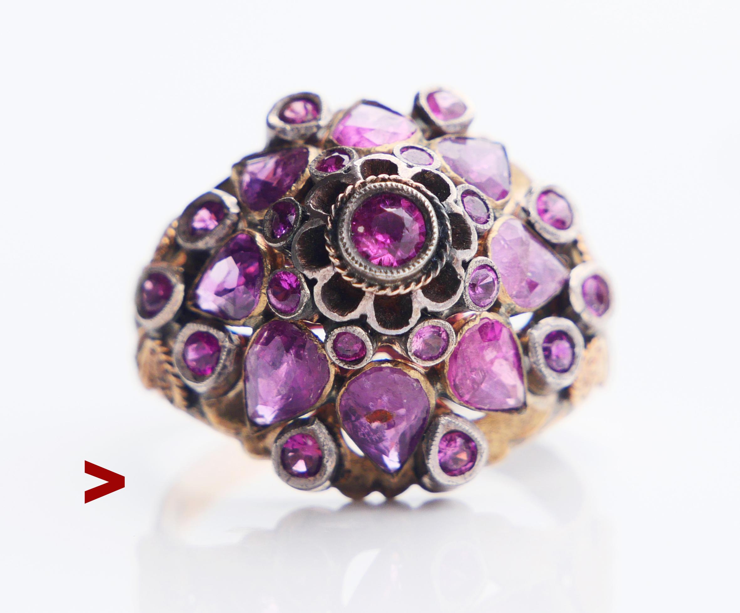 Antique Pyramid Ring natural 4.75ctw Ruby solid 14K Gold Ø US8.5 / 6.9gr For Sale 1