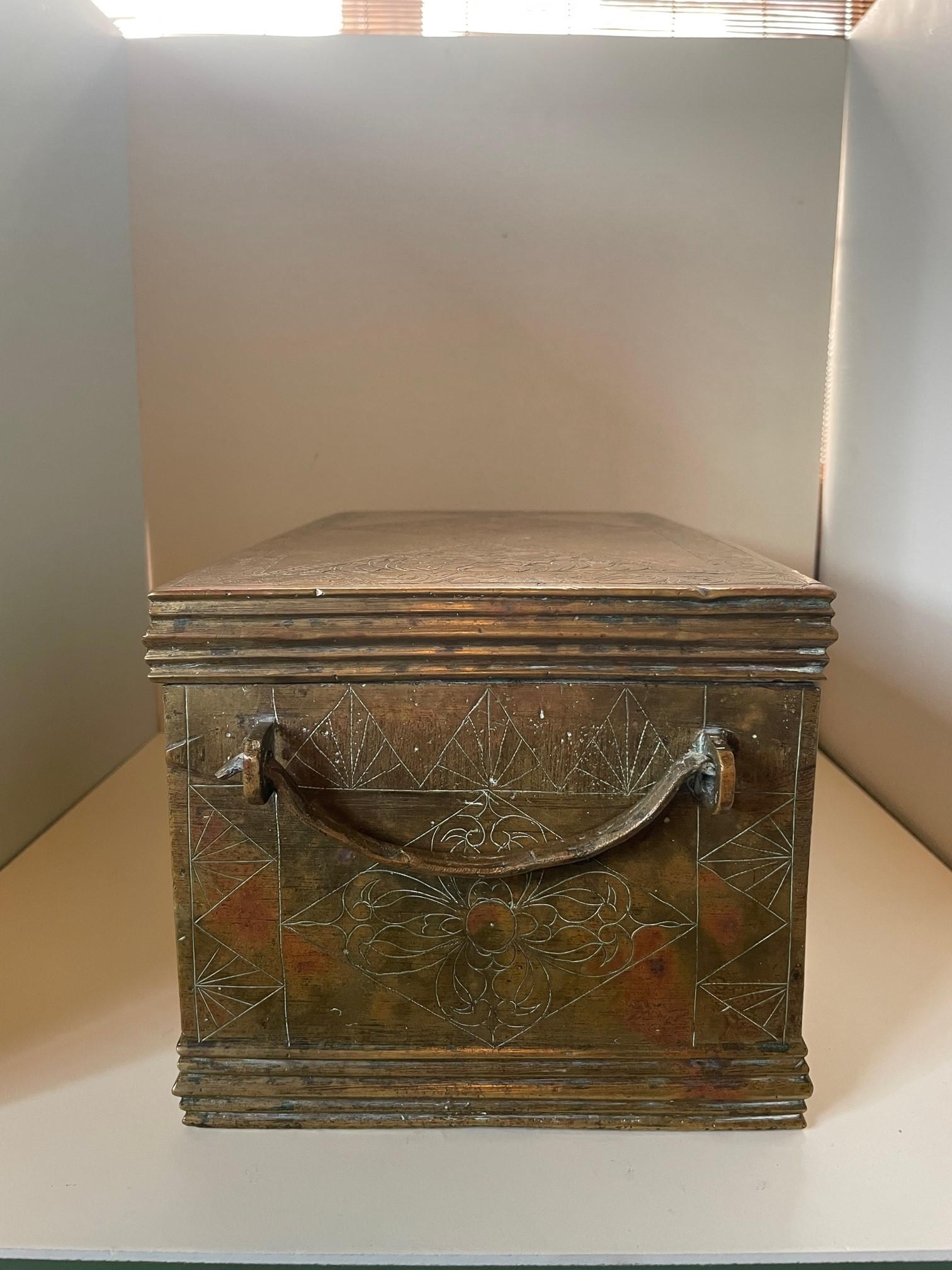 Engraved Antique Qajar Iran Lidded Box For Sale