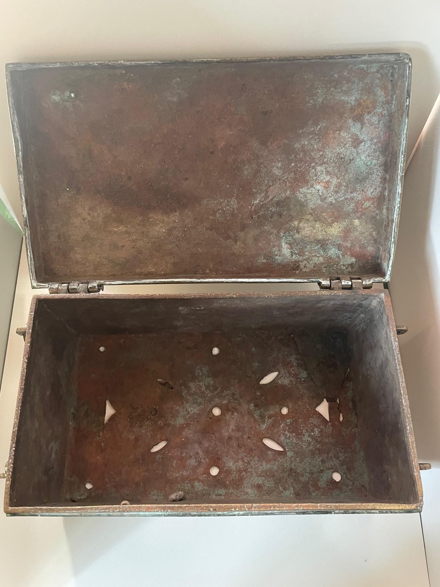 Brass Antique Qajar Iran Lidded Box For Sale