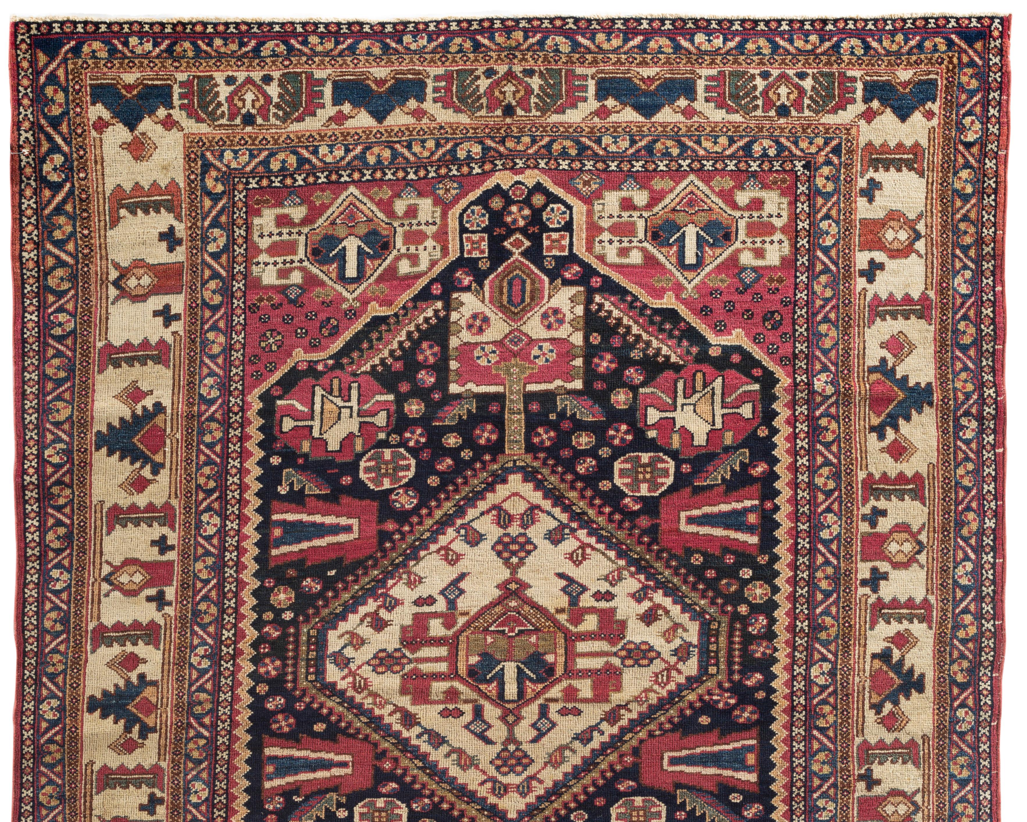 Hand-Woven Antique Qashgai Rug, circa 1880 For Sale