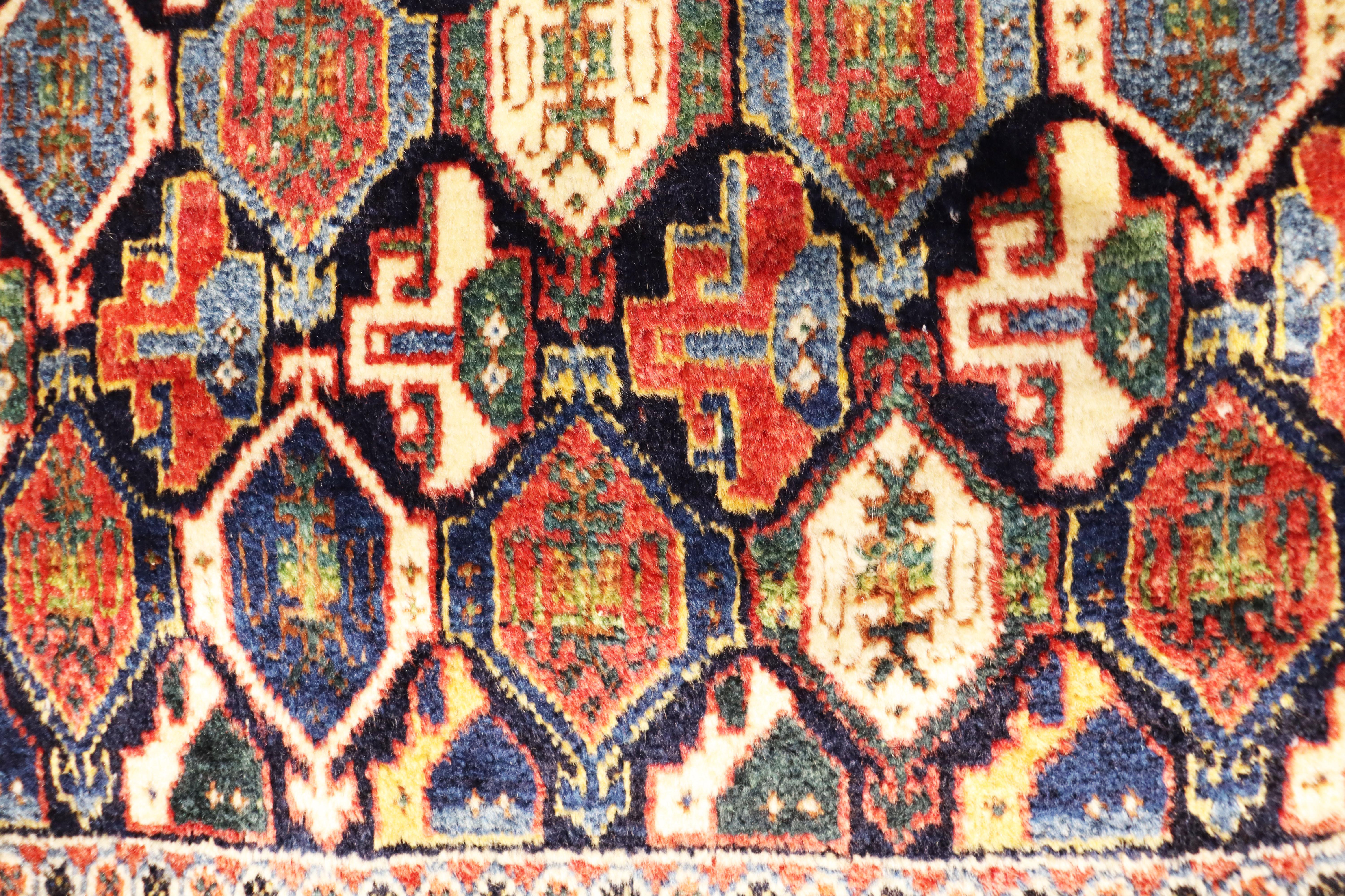 
Antique Qashqai rugs and bags are highly prized for their vibrant colors, intricate designs, and exceptional craftsmanship. Originating from the Qashqai people, a nomadic group in southwestern Iran, these textiles reflect a rich cultural heritage