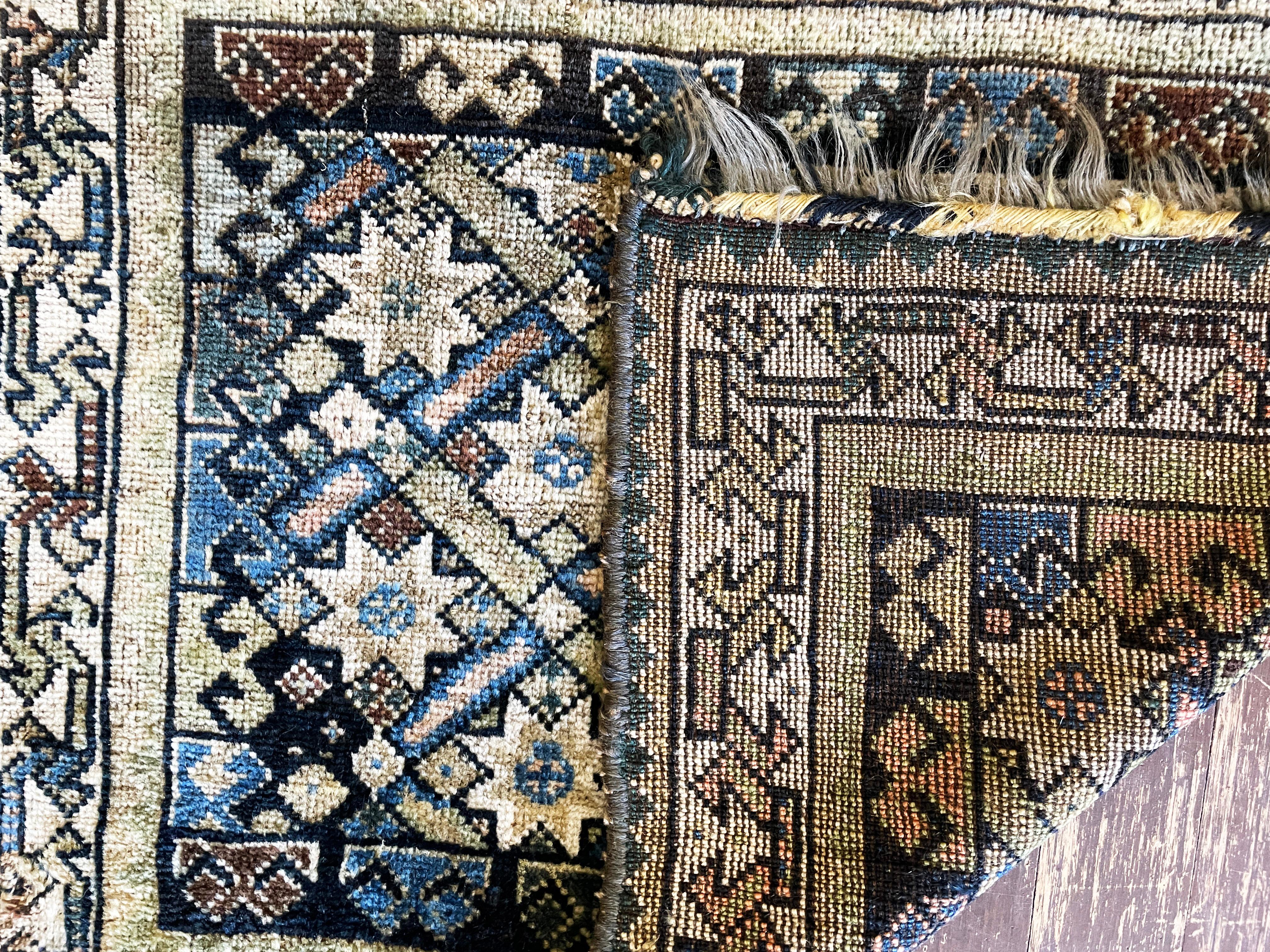 Tribal Antique Qashqai bag/ Rug, Unusual, Star Rug For Sale