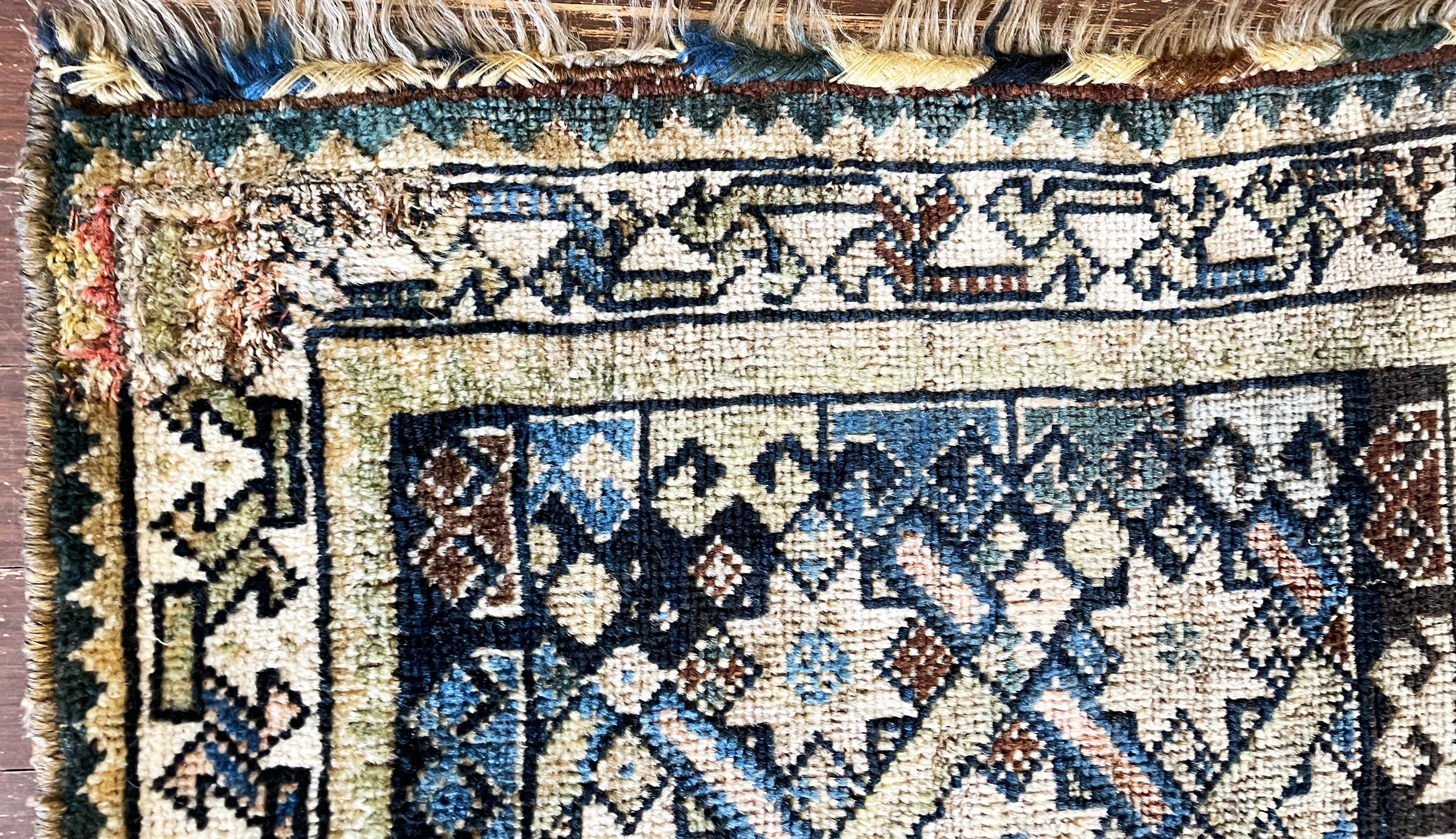 Persian Antique Qashqai bag/ Rug, Unusual, Star Rug For Sale