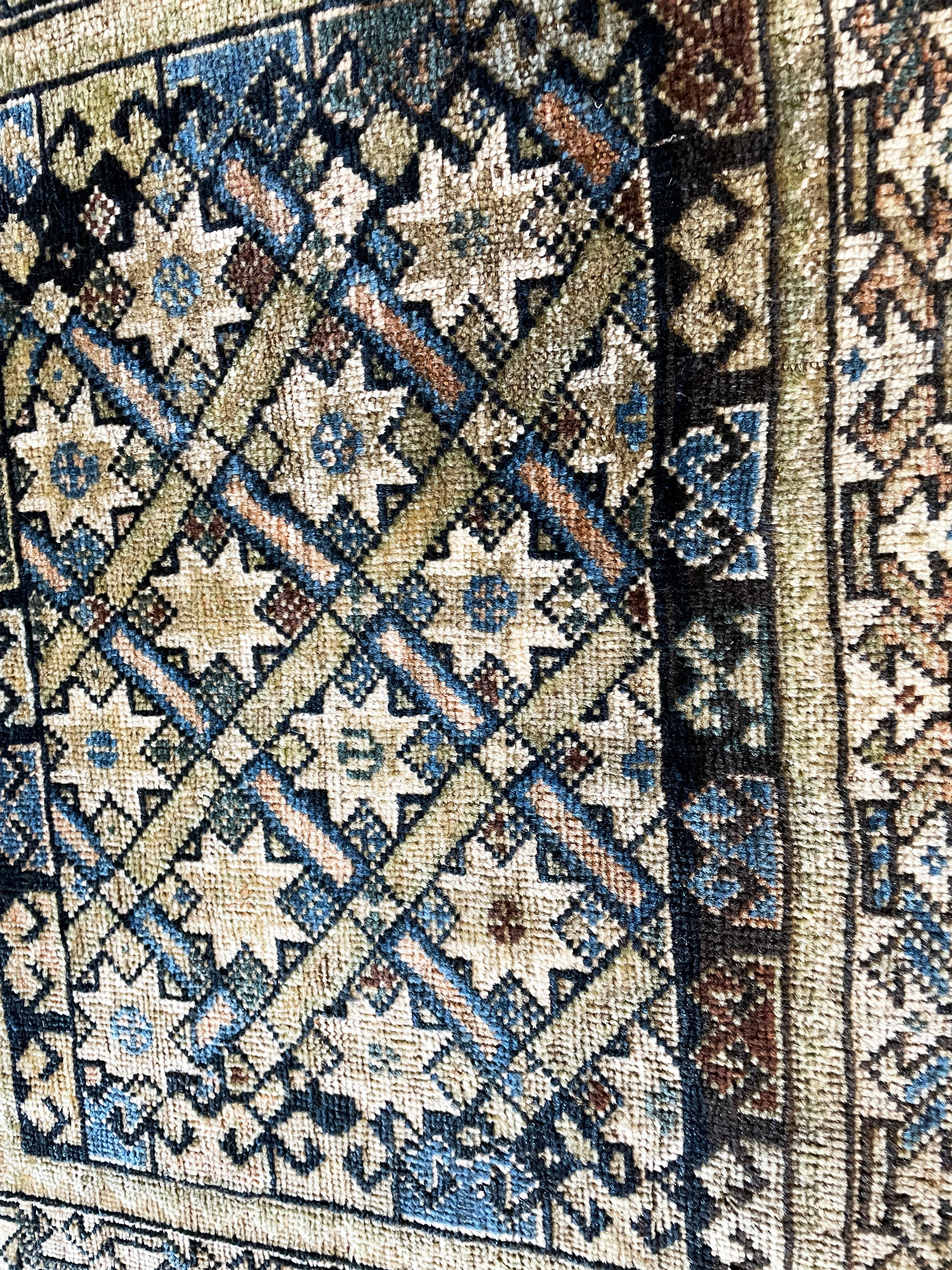 Hand-Knotted Antique Qashqai bag/ Rug, Unusual, Star Rug For Sale