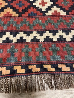 Antique Qashqai Bagface Kilim, Diamond Lattice, c.1900, 1'10" × 2'9"- 1N127