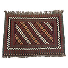 Antique Qashqai Bagface Kilim, Diamond Lattice, c.1900, 1'10" × 2'9"- 1N127