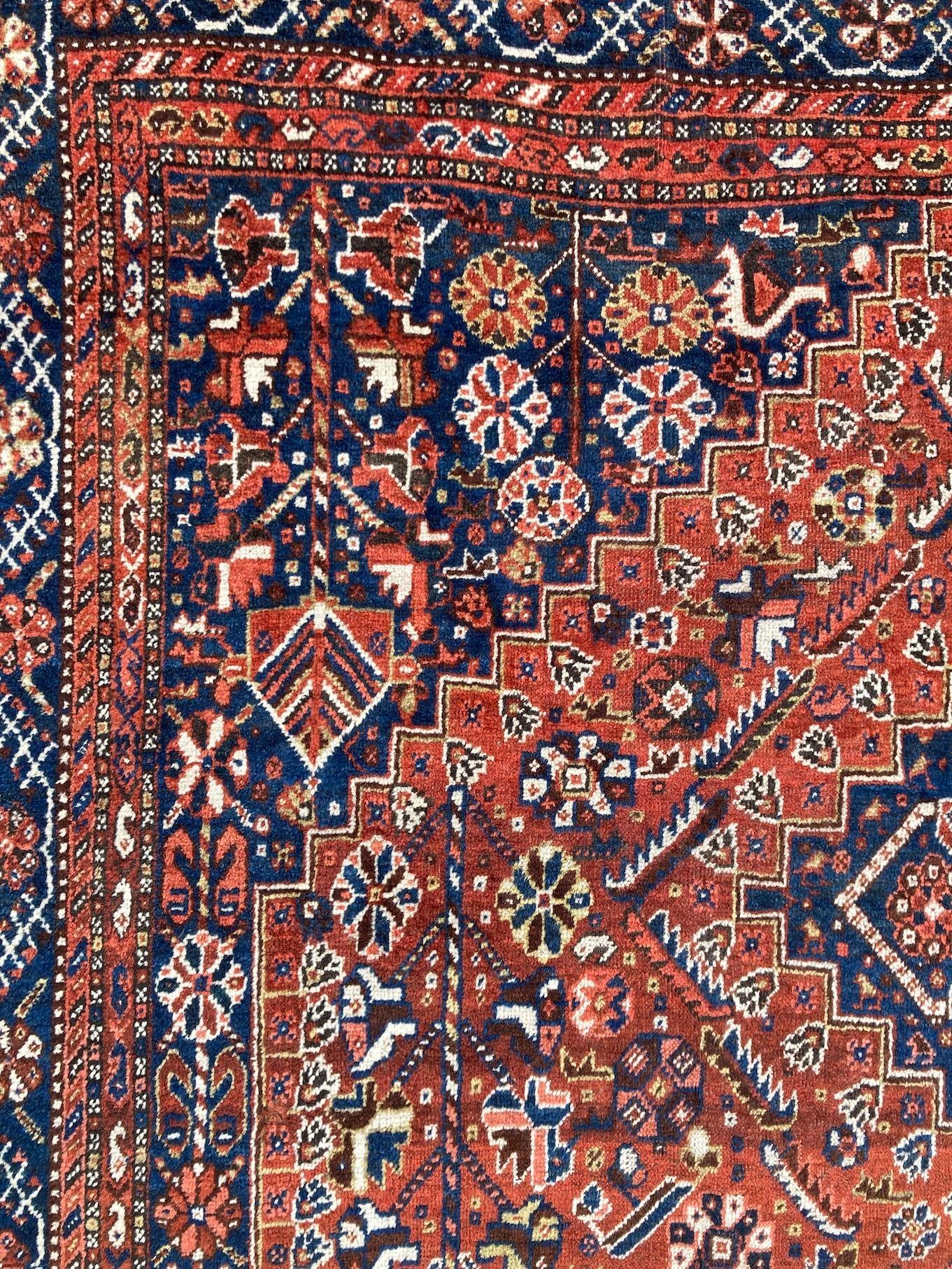 Antique Qashqai Carpet 3.35m x 2.35m For Sale 7