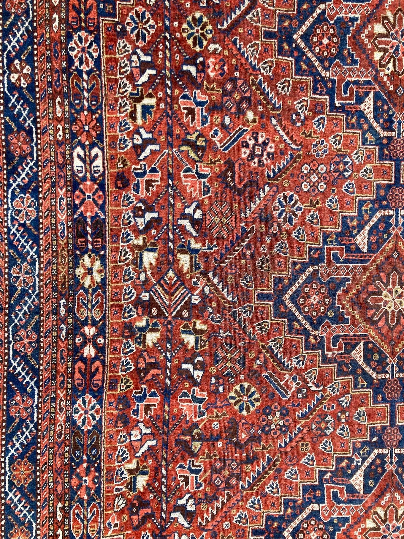 Antique Qashqai Carpet 3.35m x 2.35m For Sale 8