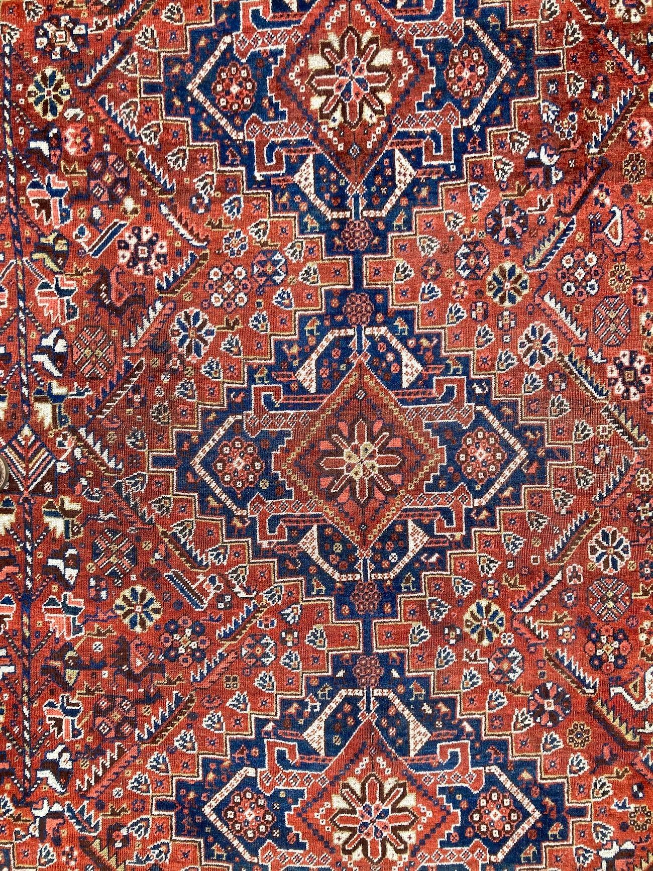 Antique Qashqai Carpet 3.35m x 2.35m For Sale 9