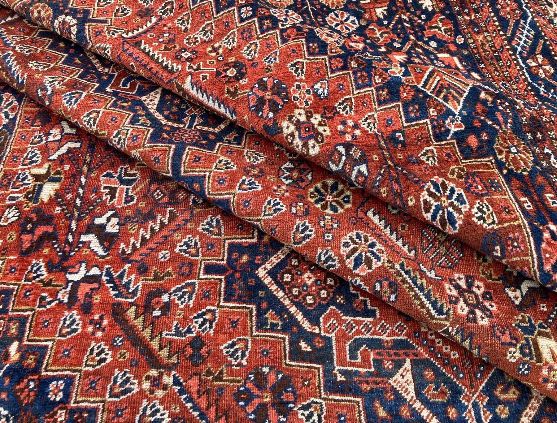 Antique Qashqai Carpet 3.35m x 2.35m For Sale 12