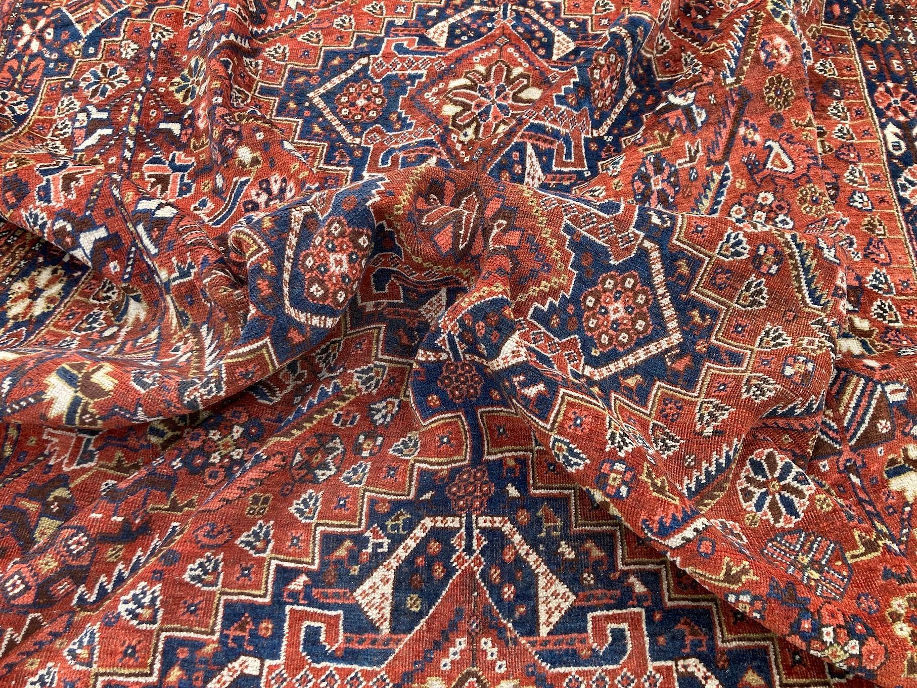 Antique Qashqai Carpet 3.35m x 2.35m For Sale 13