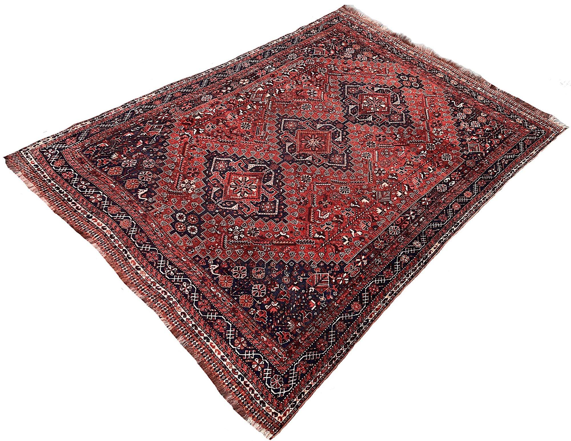 Antique Qashqai Carpet 3.35m x 2.35m In Good Condition For Sale In St. Albans, GB