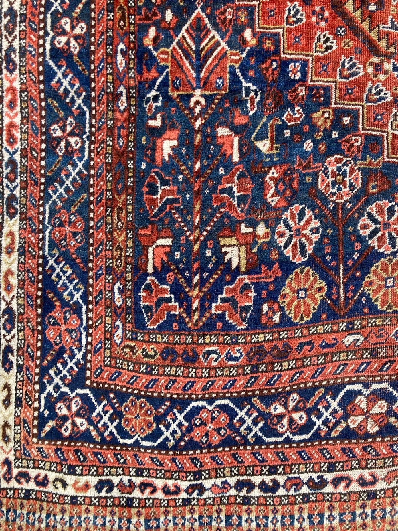 Antique Qashqai Carpet 3.35m x 2.35m For Sale 2