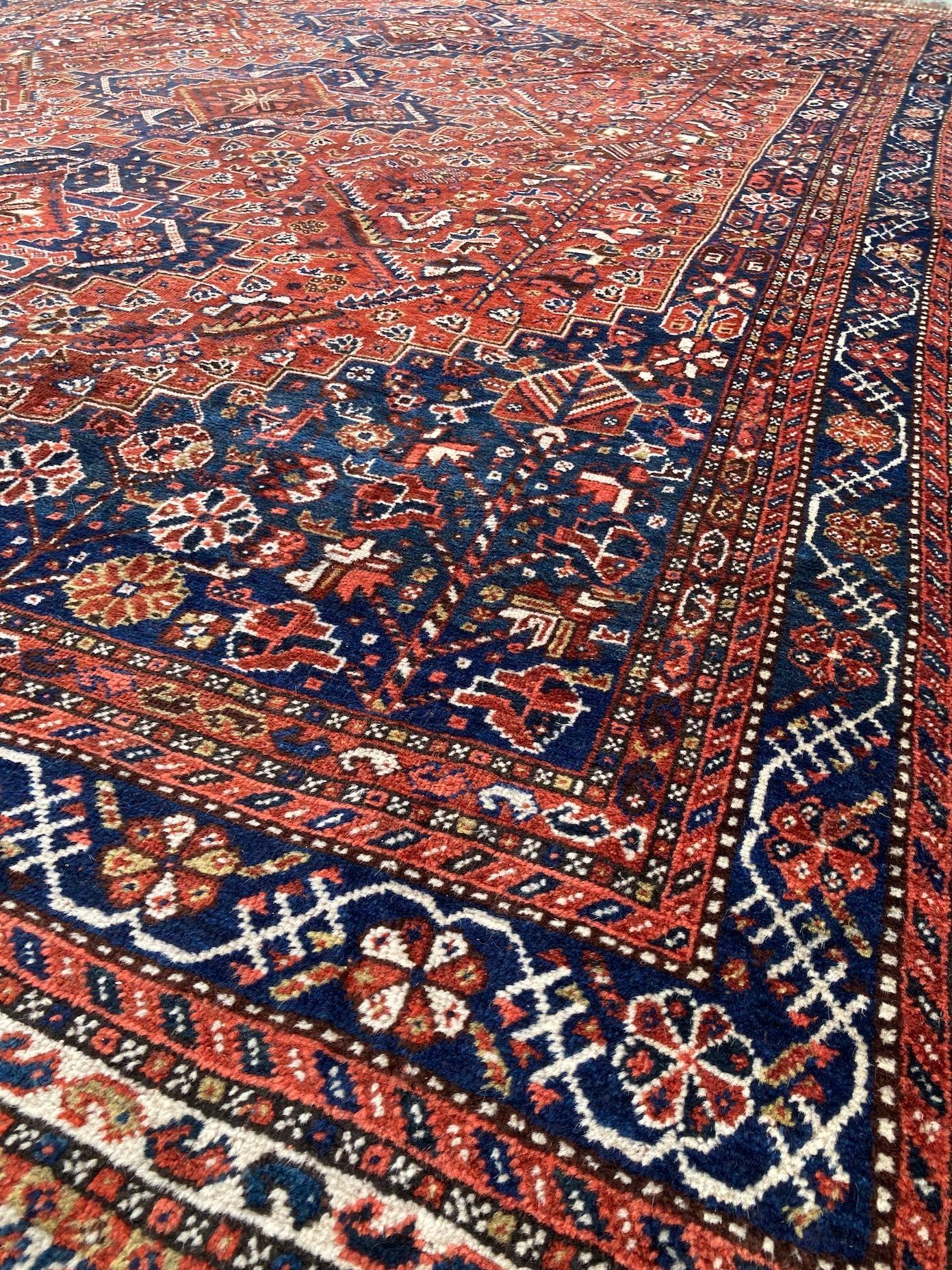 Antique Qashqai Carpet 3.35m x 2.35m For Sale 4