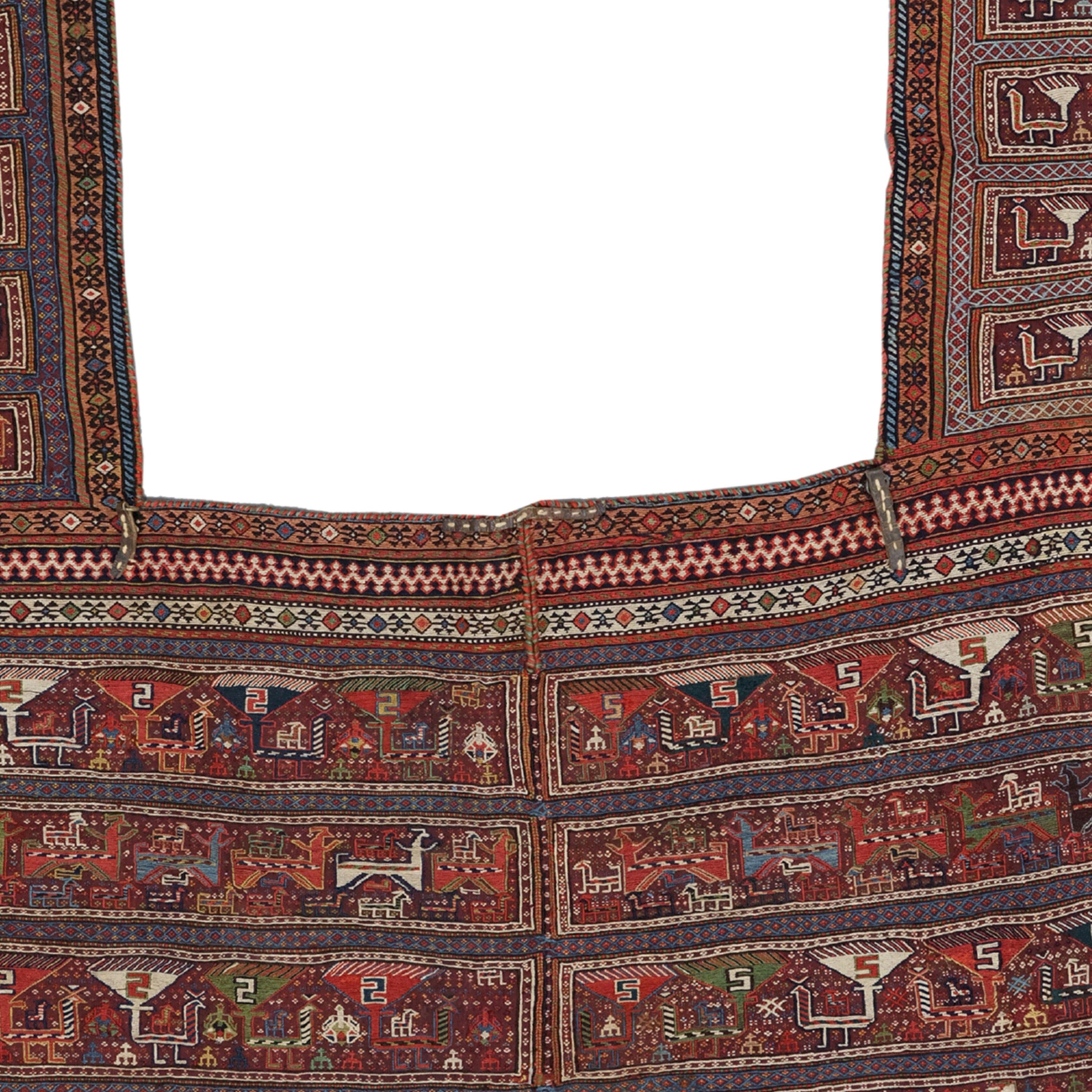 Azerbaïdjanais Couverture ancienne pour cheval Qashqai, tapis ancien, couverture ancienne pour cheval en vente