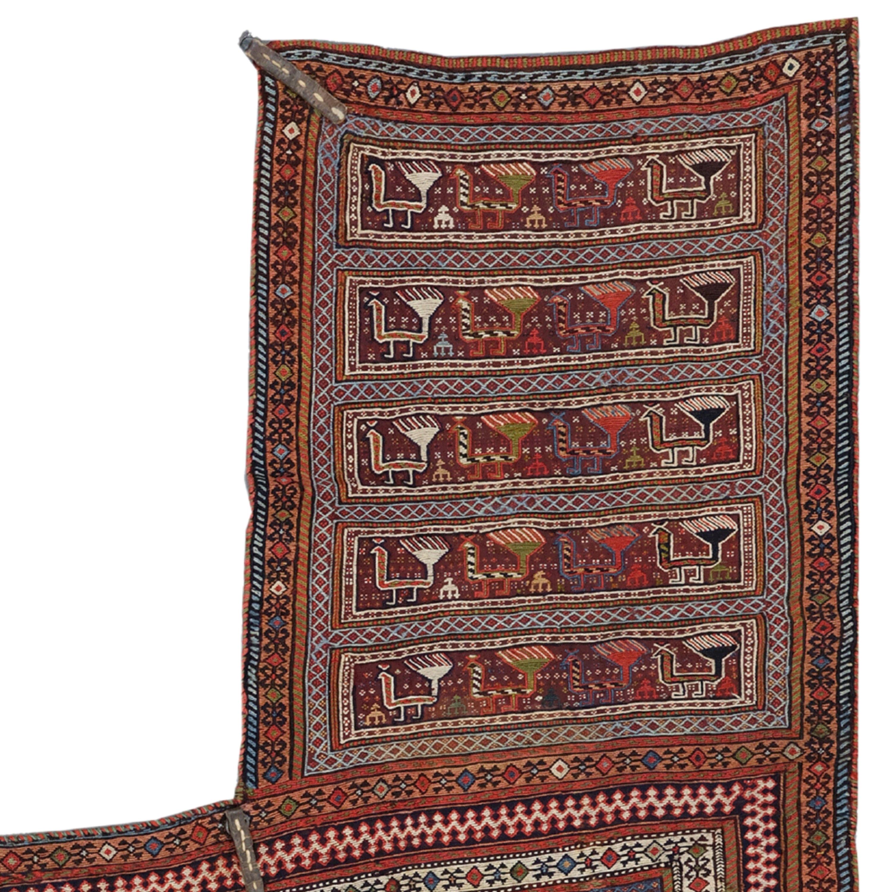 Antique Qashqai Horse Cover, Antique Rug, Antique Horse Cover In Good Condition For Sale In Sultanahmet, 34
