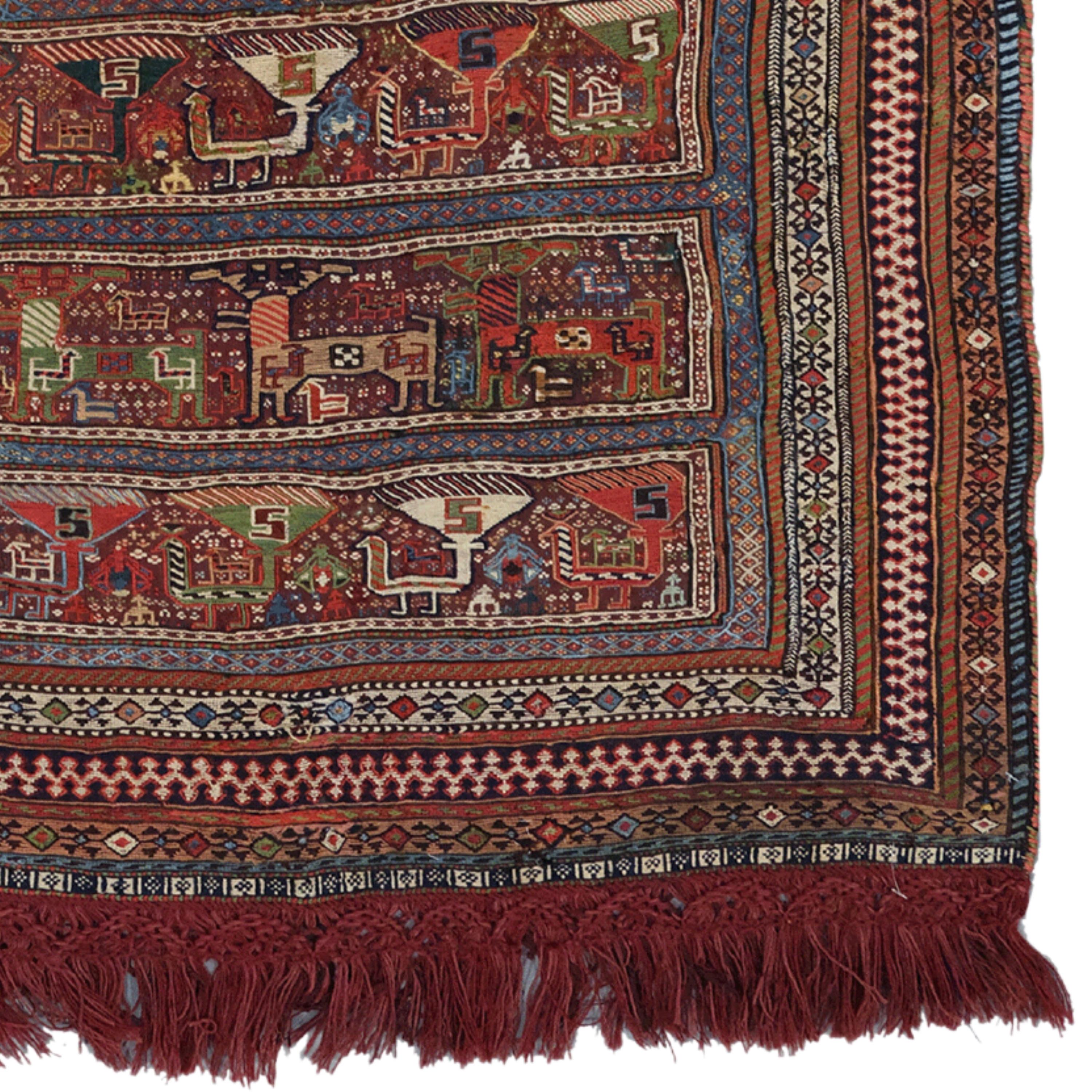 19th Century Antique Qashqai Horse Cover, Antique Rug, Antique Horse Cover For Sale