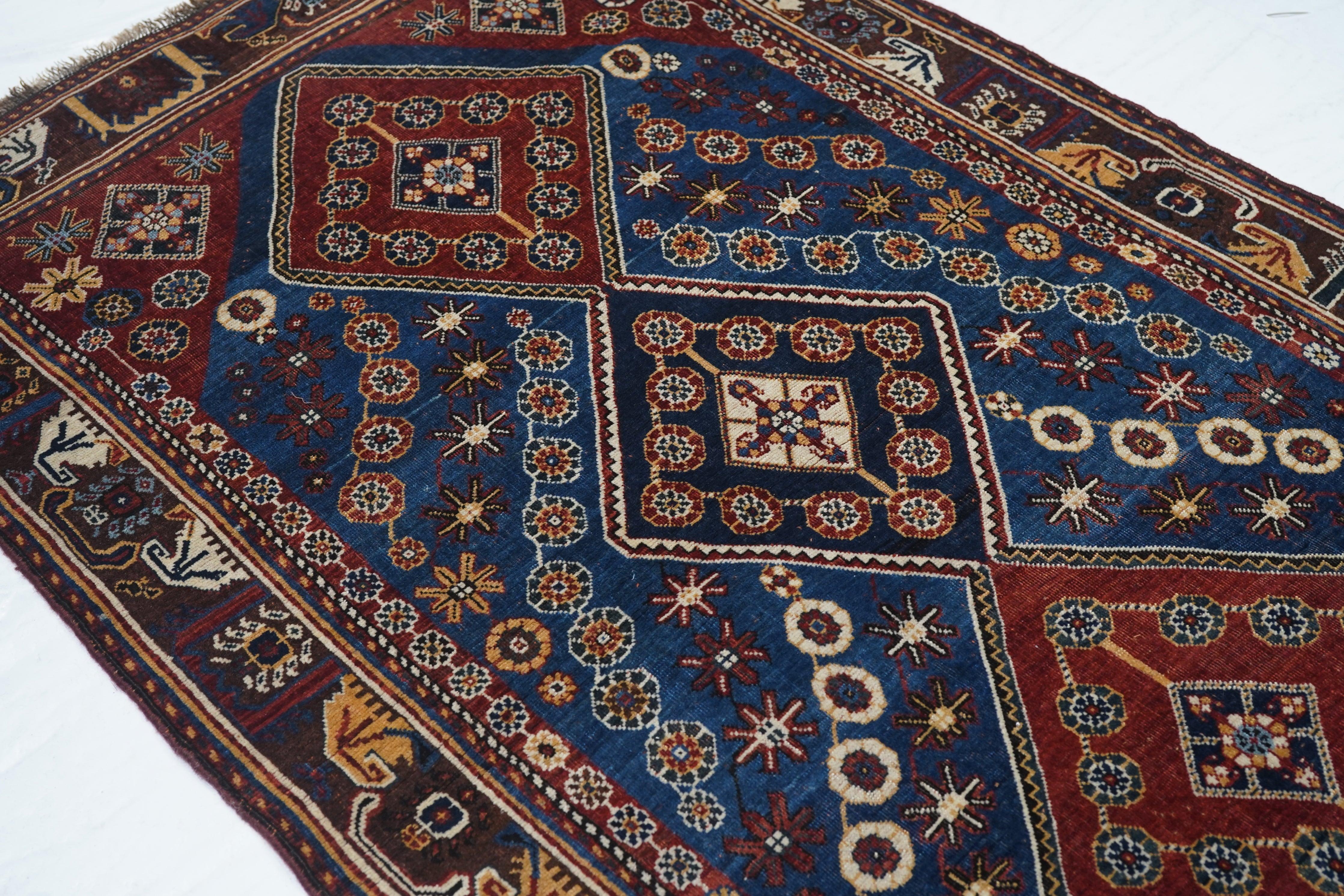 Wool Antique Qashqai Rug 4'1'' x 6'10'' For Sale