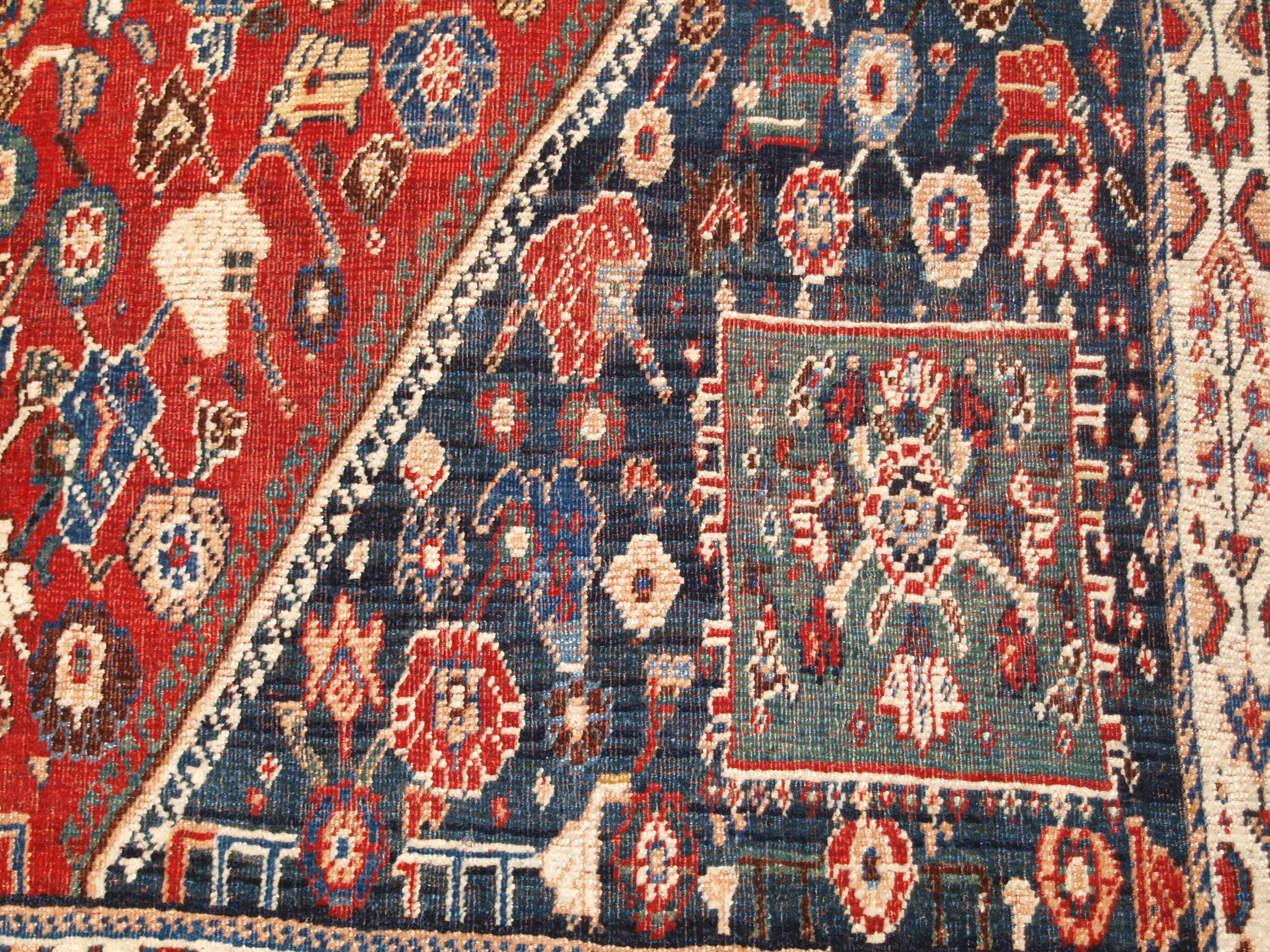 Antiker Gaschgai-Kaschkuli-Teppich mit ganzflächigem kleinem Blumenmuster, um 1900 im Angebot 8