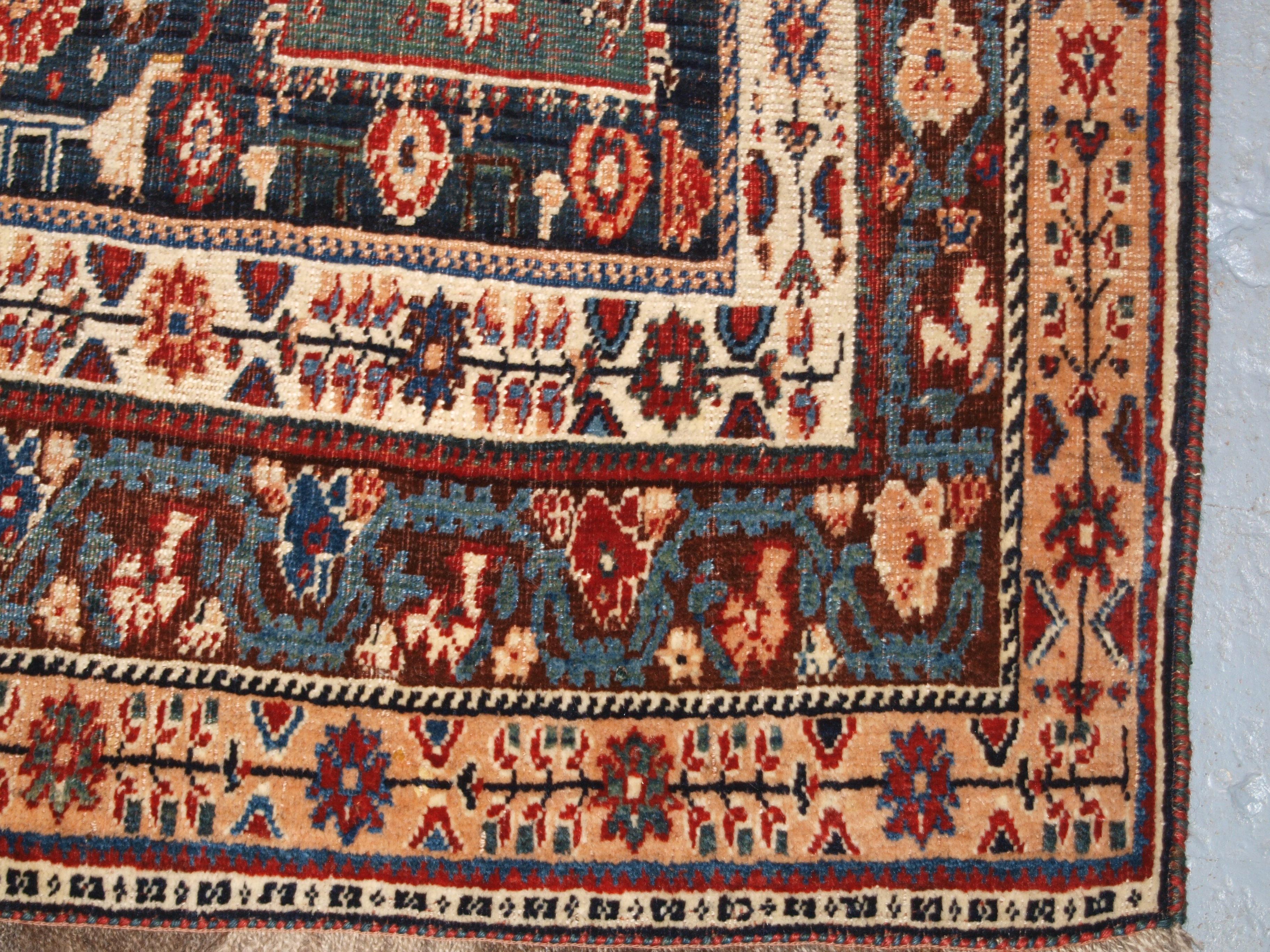 Antiker Gaschgai-Kaschkuli-Teppich mit ganzflächigem kleinem Blumenmuster, um 1900 im Angebot 9