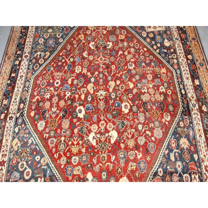 Antiker Gaschgai-Kaschkuli-Teppich mit ganzflächigem kleinem Blumenmuster, um 1900 (Asiatisch) im Angebot