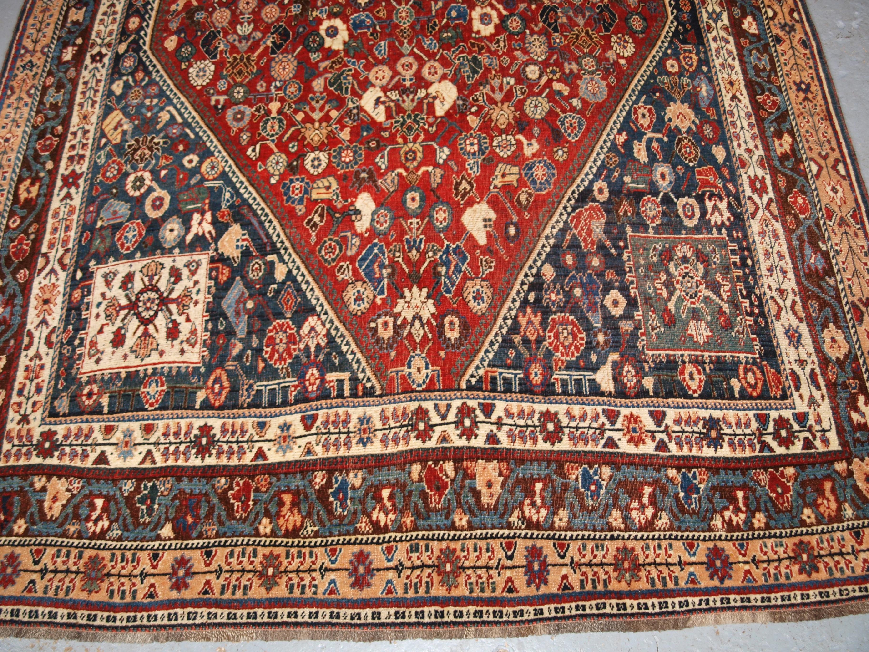 Antiker Gaschgai-Kaschkuli-Teppich mit ganzflächigem kleinem Blumenmuster, um 1900 im Angebot 1