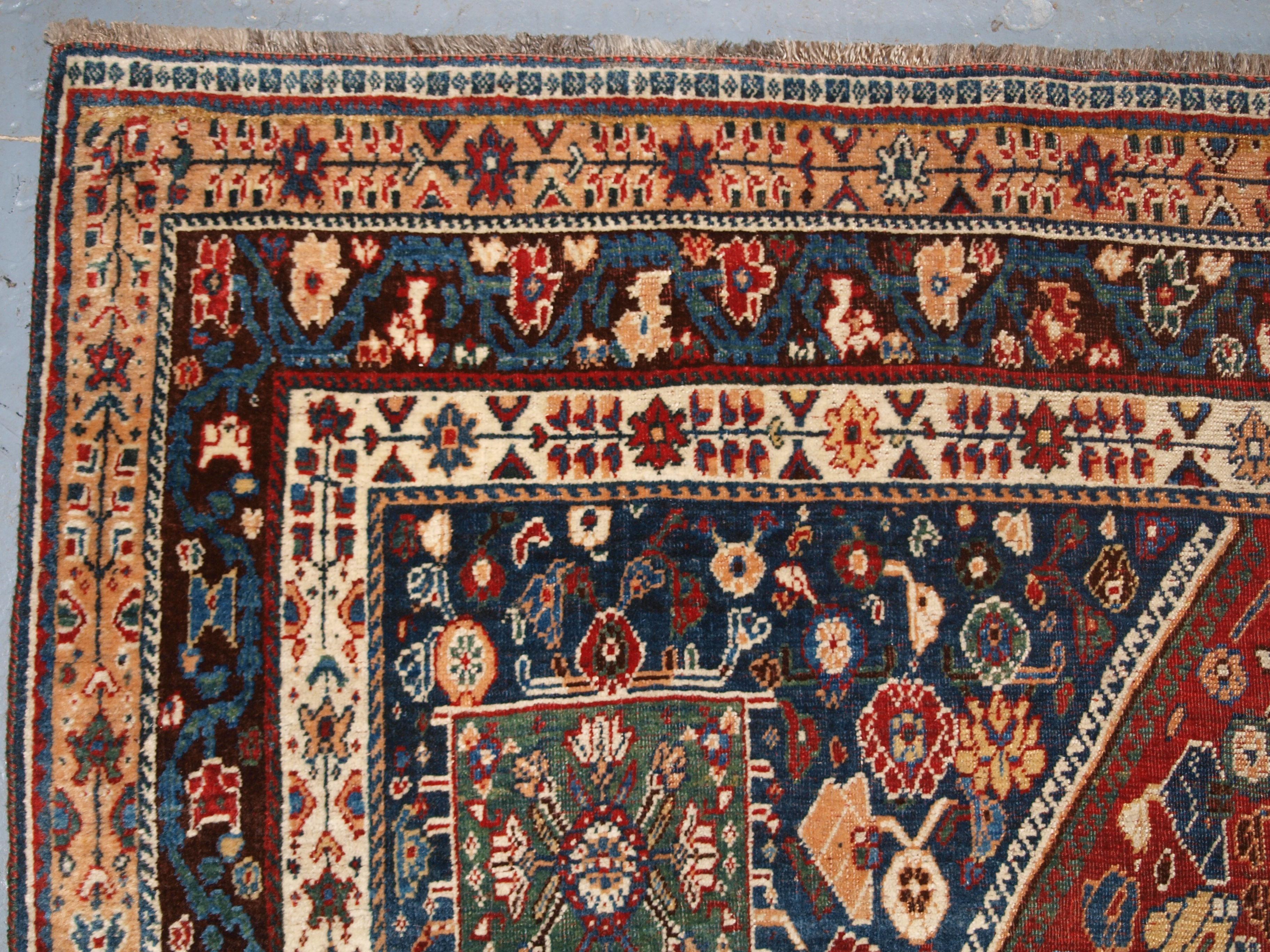 Antiker Gaschgai-Kaschkuli-Teppich mit ganzflächigem kleinem Blumenmuster, um 1900 im Angebot 2