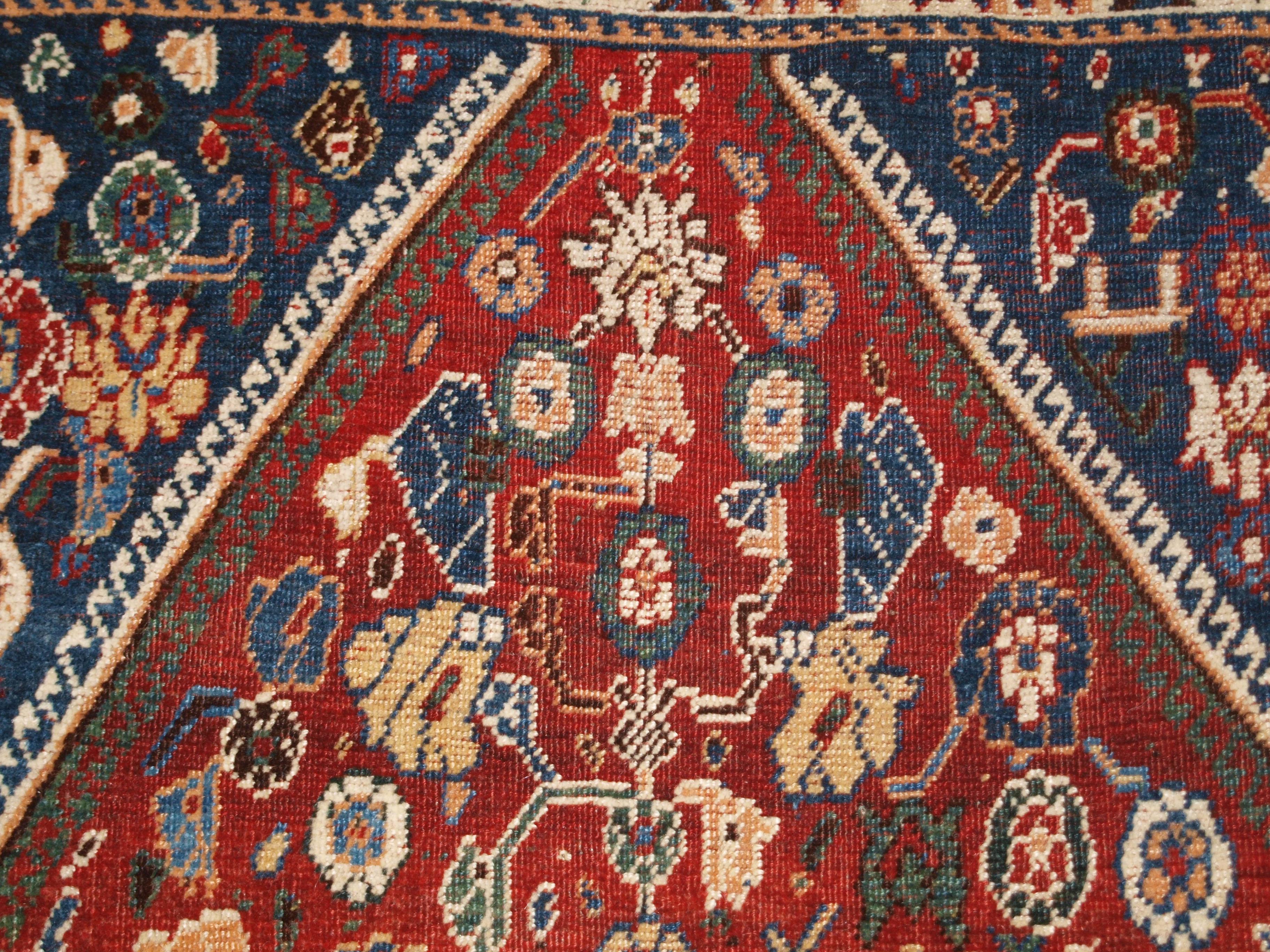 Antiker Gaschgai-Kaschkuli-Teppich mit ganzflächigem kleinem Blumenmuster, um 1900 im Angebot 5