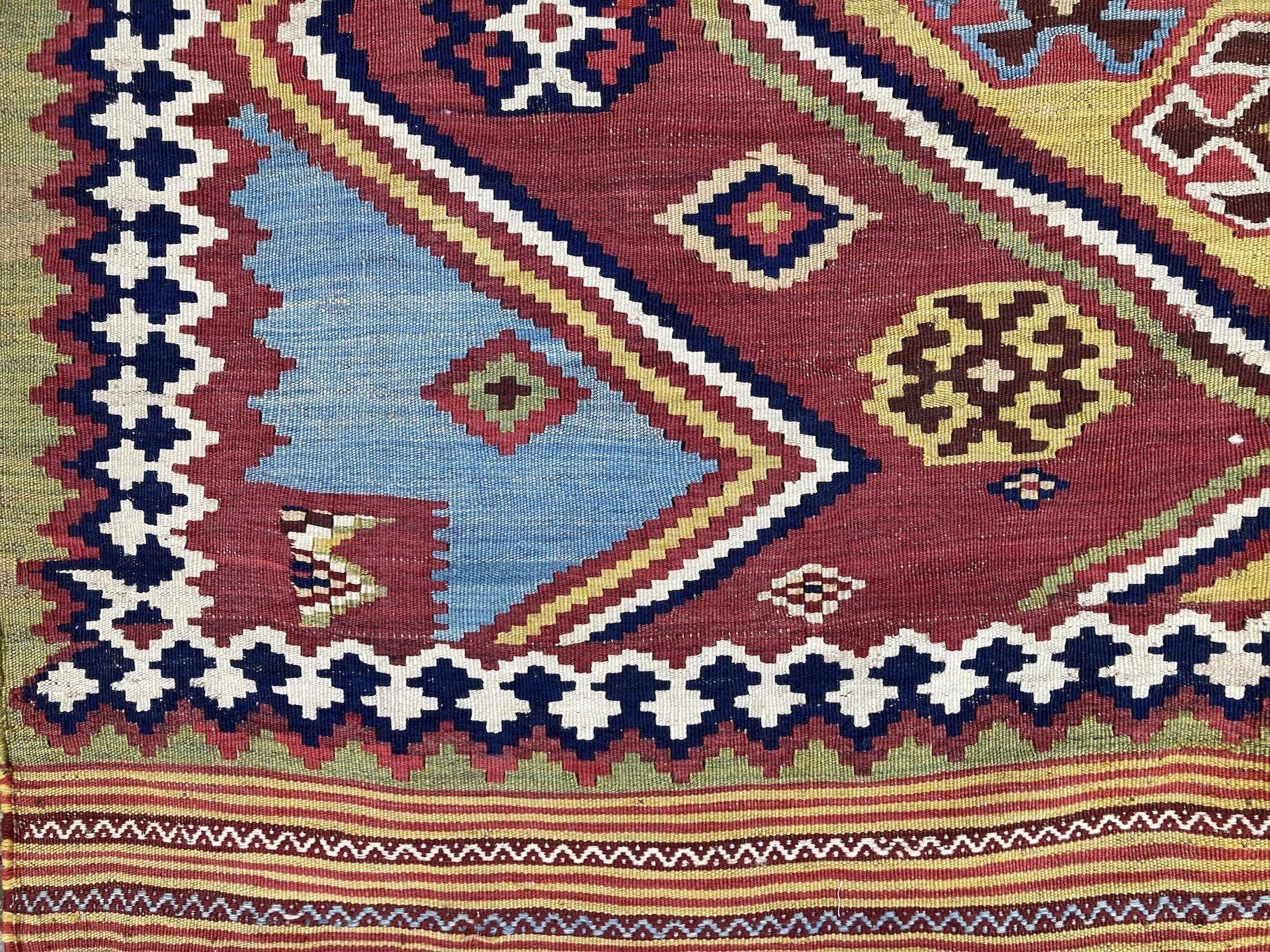 Late 19th Century Antique Qashqai Kilim For Sale