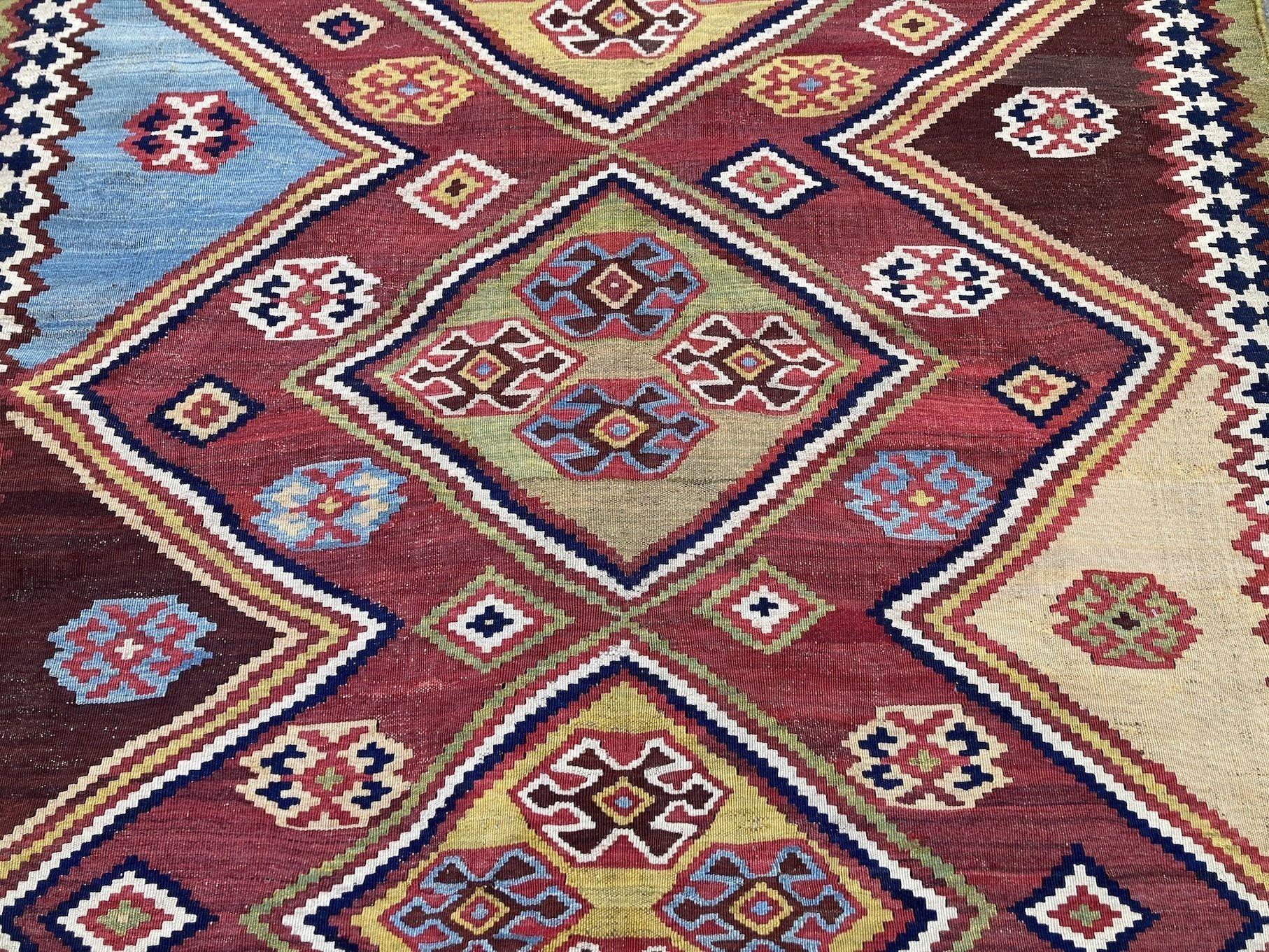 Wool Antique Qashqai Kilim For Sale