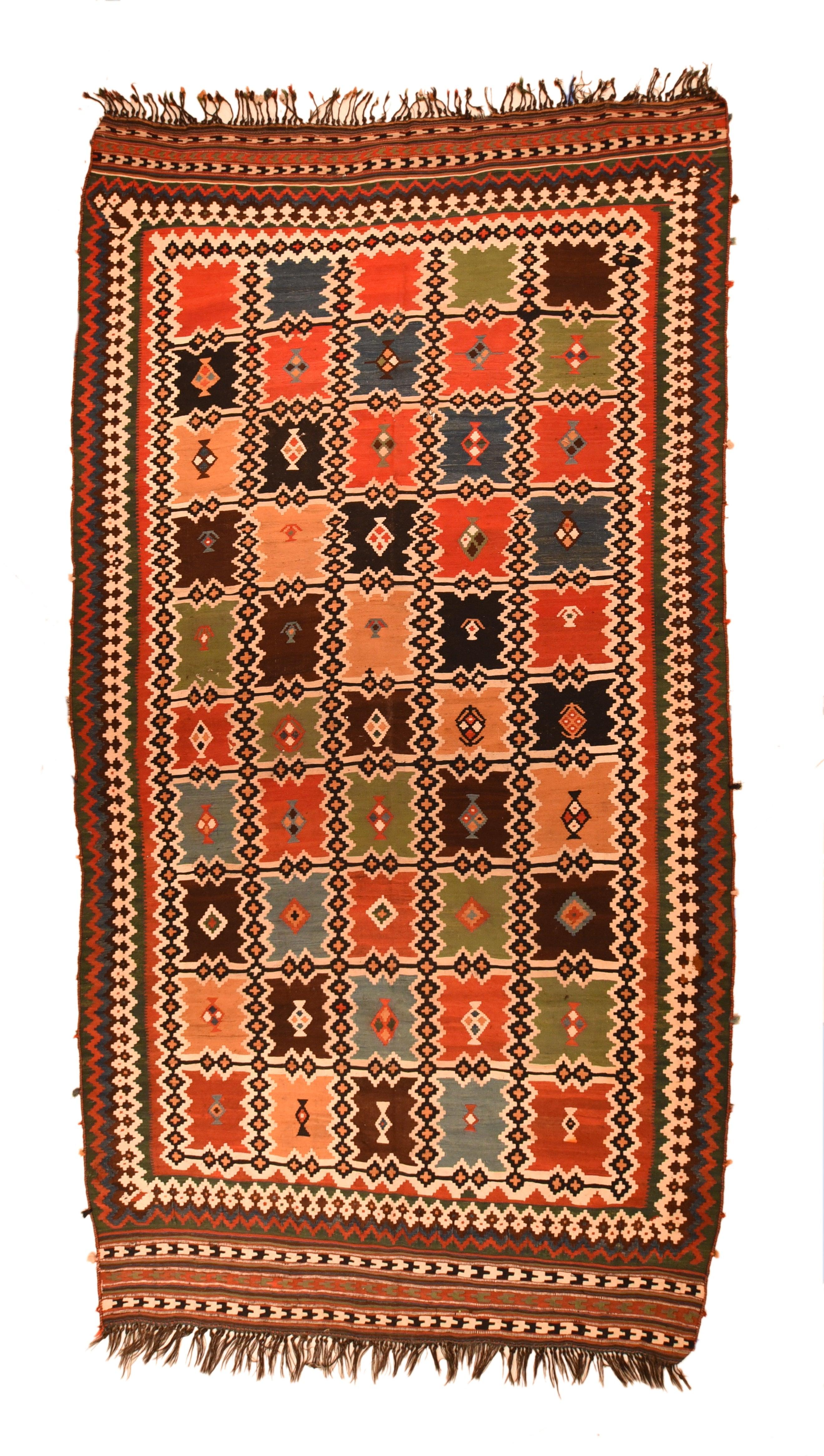 Persian Antique Qashqai Kilim Rug 5'7'' x 10'9'' For Sale