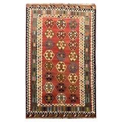 Antique Qashqai Kilim Rug, Wool All Over Pattern Kelim