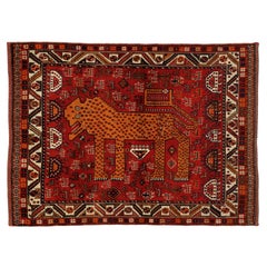 Antique Qashqa'i Lion Rug