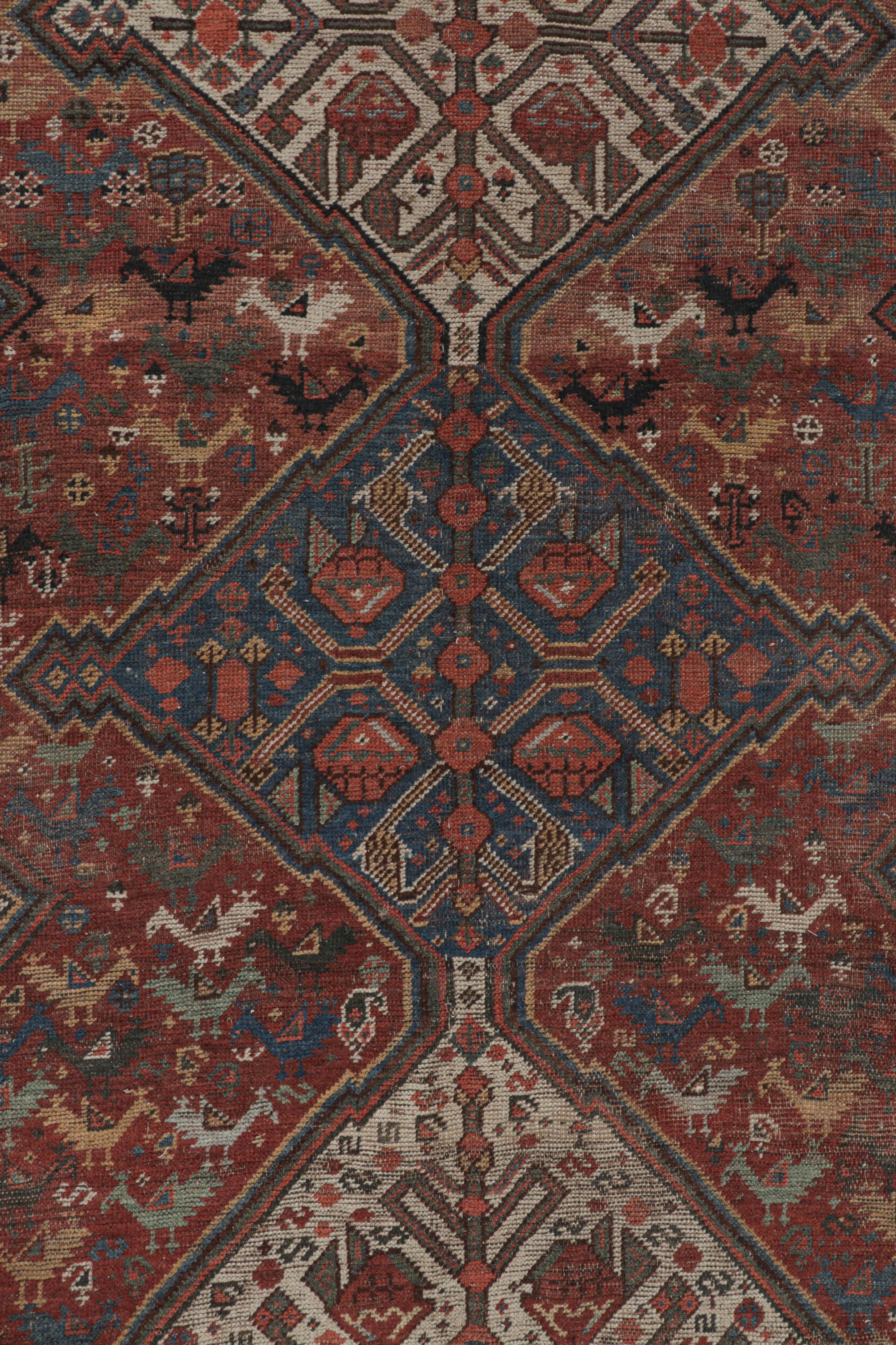 Tribal Tapis polychrome Qashqai ancien avec médaillons et photos - Tapis et Kilim en vente