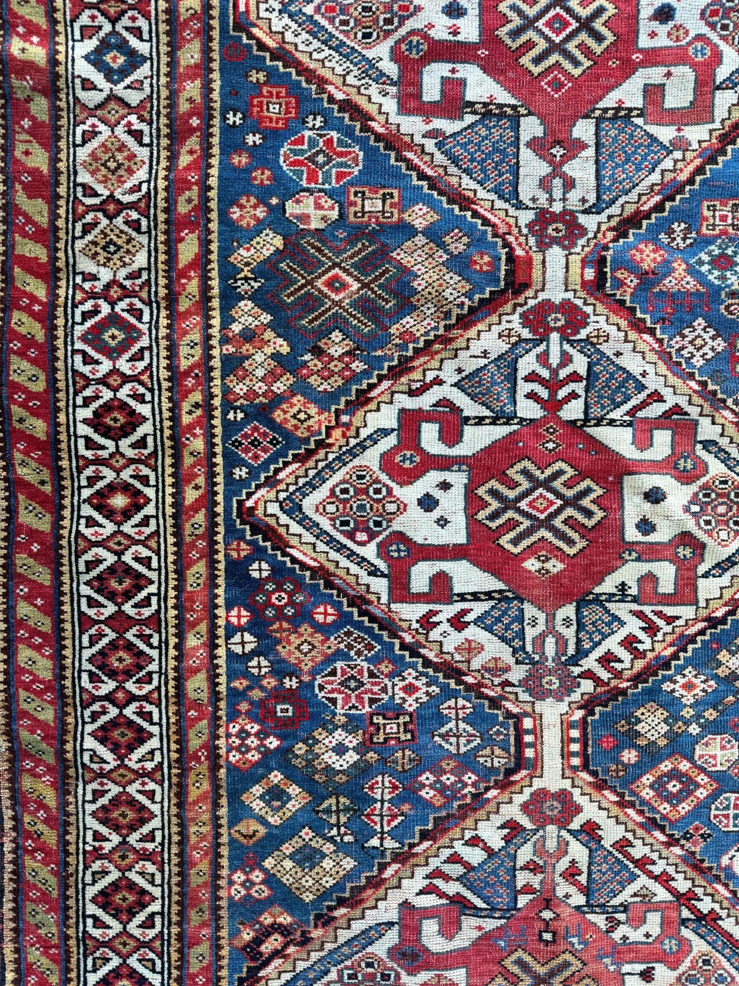 Antique Qashqai Rug 1.86m x 0.97m For Sale 5