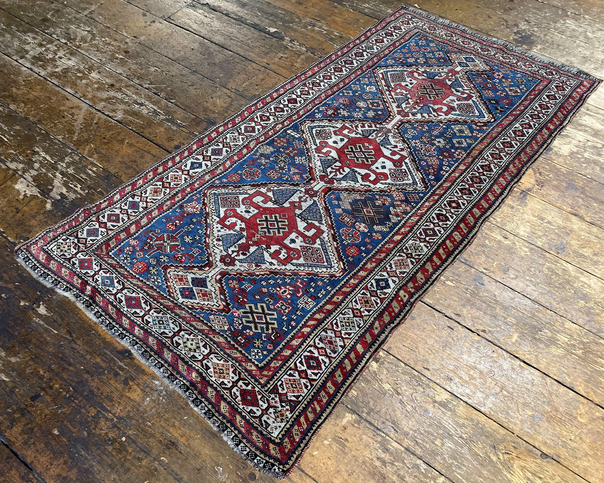 Wool Antique Qashqai Rug 1.86m x 0.97m For Sale