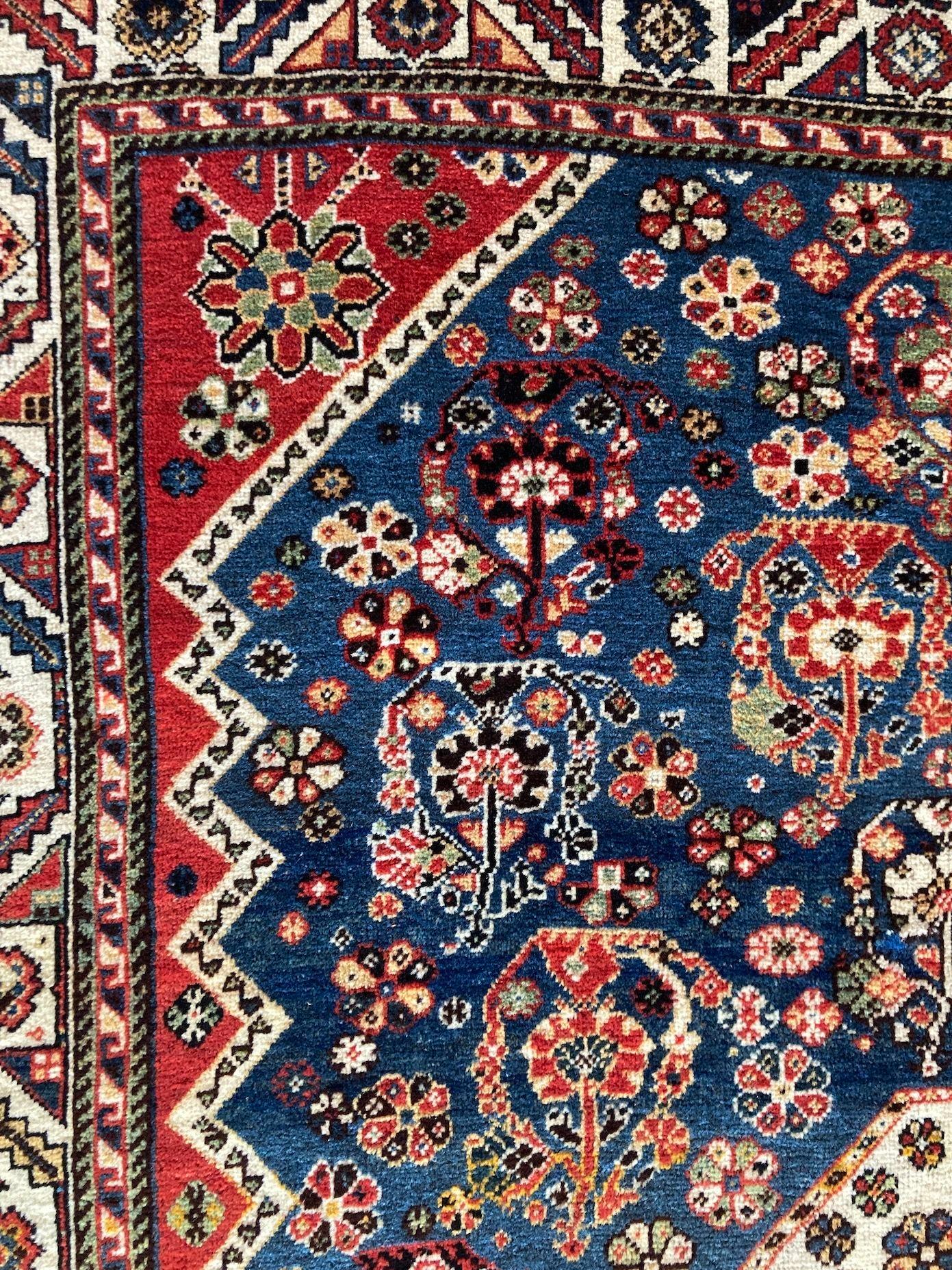 Antique Qashqai Rug 1.86m x 1.27m For Sale 5